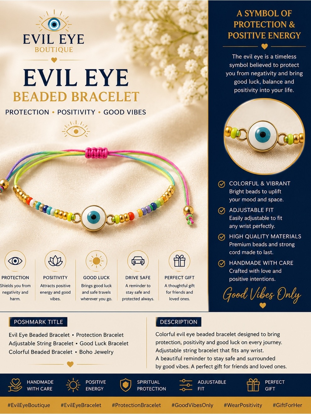 Evil Eye Beaded Bracelet - Multicolor Protection Bracelet